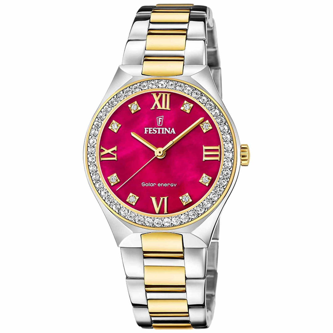 Festina F20659/3 Women's Red Dial Two Tone Solar Wristwatch - H S Johnson