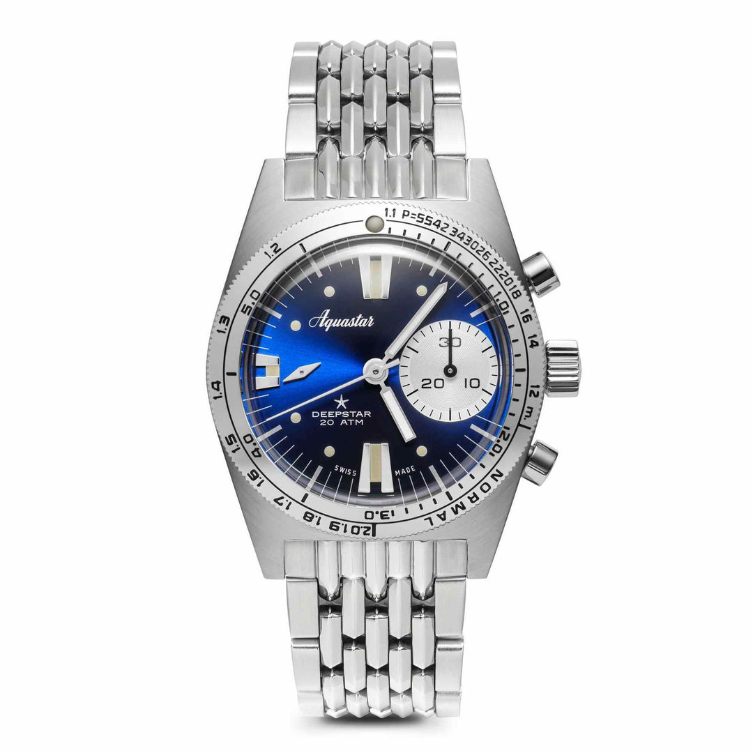 Aquastar 2022 Deepstar BOR Bracelet Blue Ray Chronograph Wristwatch - H S Johnson