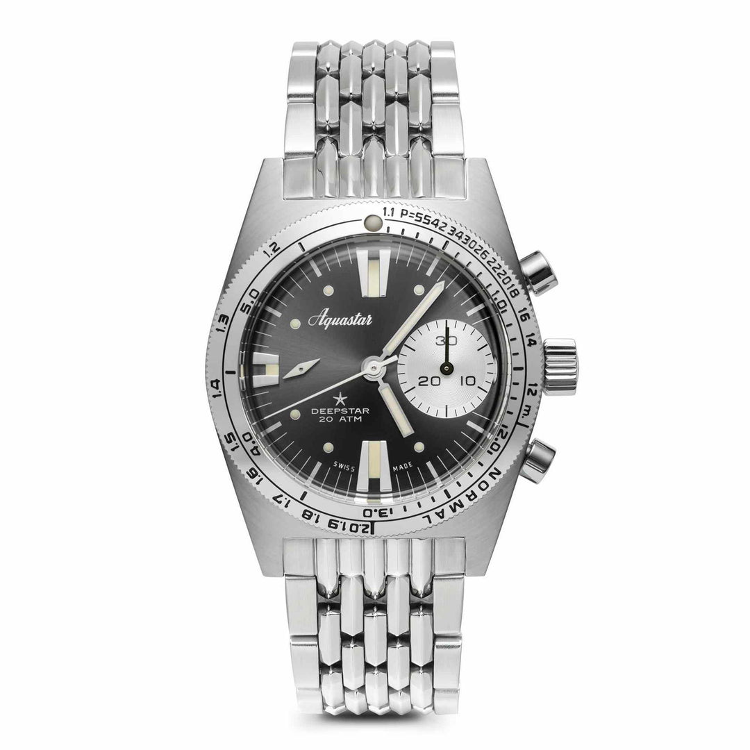 Aquastar 2022 Deepstar BOR Bracelet Steel Grey Chronograph Wristwatch - H S Johnson