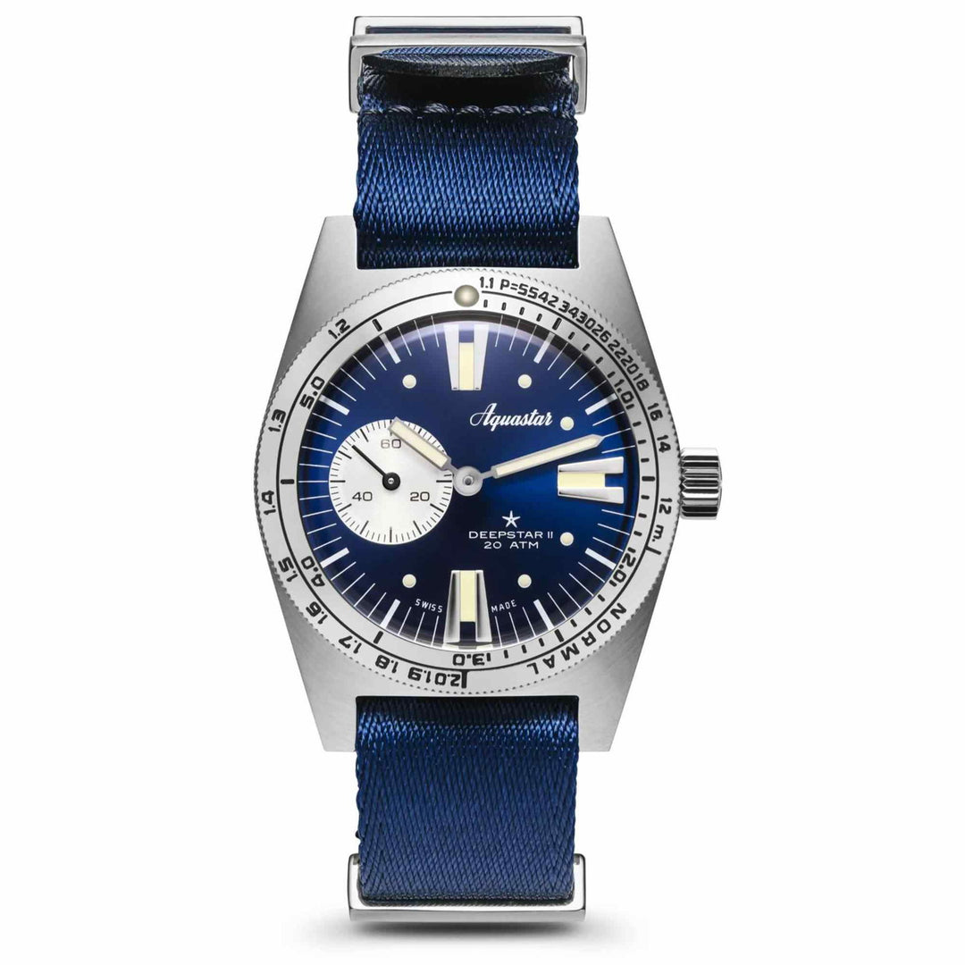 Aquastar Deepstar II Blue Ray Nylon Wristwatch - H S Johnson