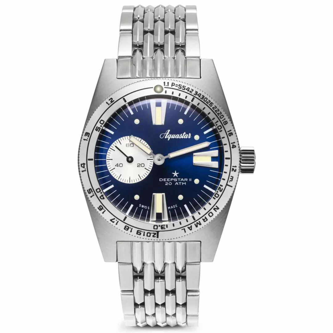 Aquastar Deepstar II Blue Ray On Bracelet Wristwatch - H S Johnson