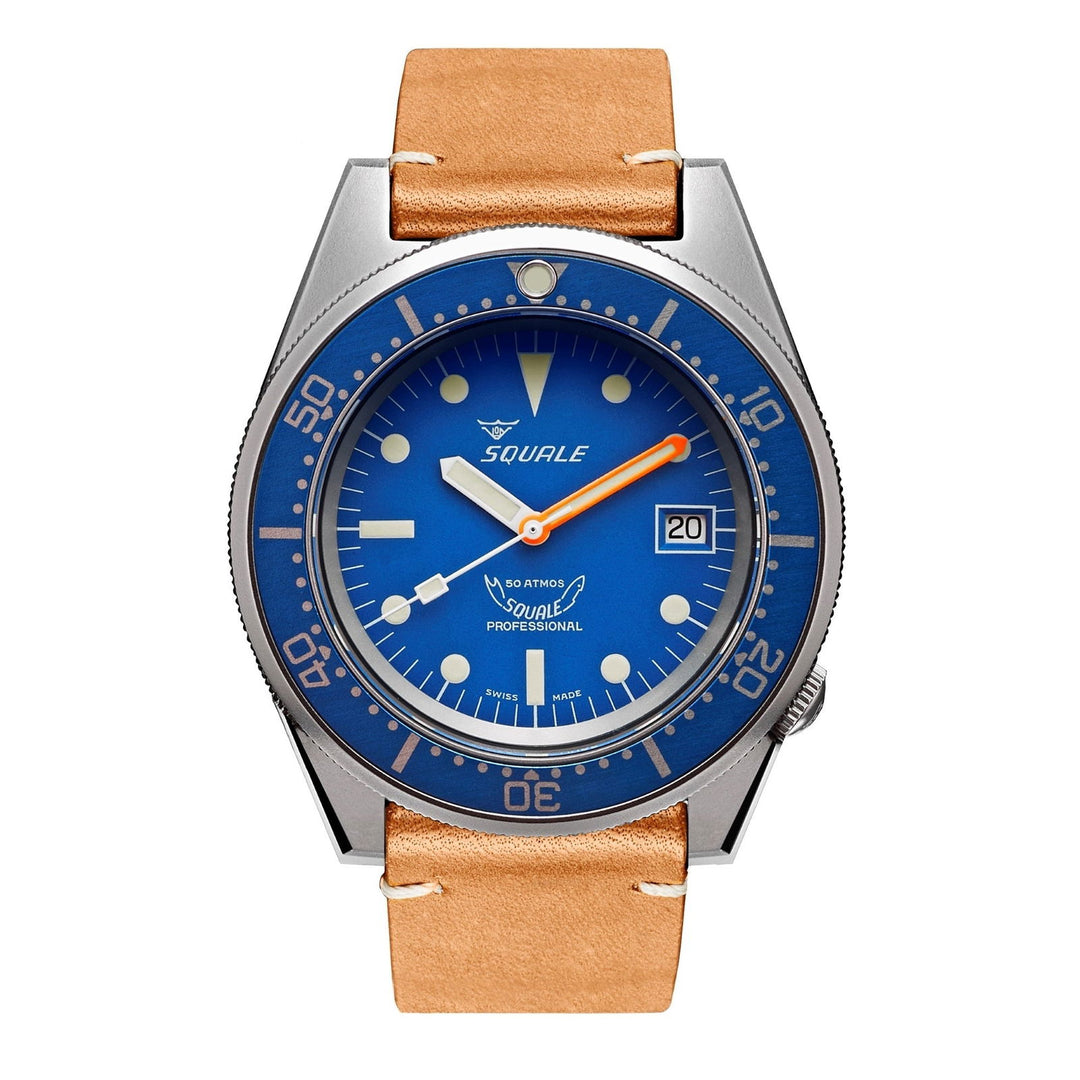 Squale 1521BLUEBL.PC 500 Meter Swiss Automatic Dive Wristwatch Leather - H S Johnson