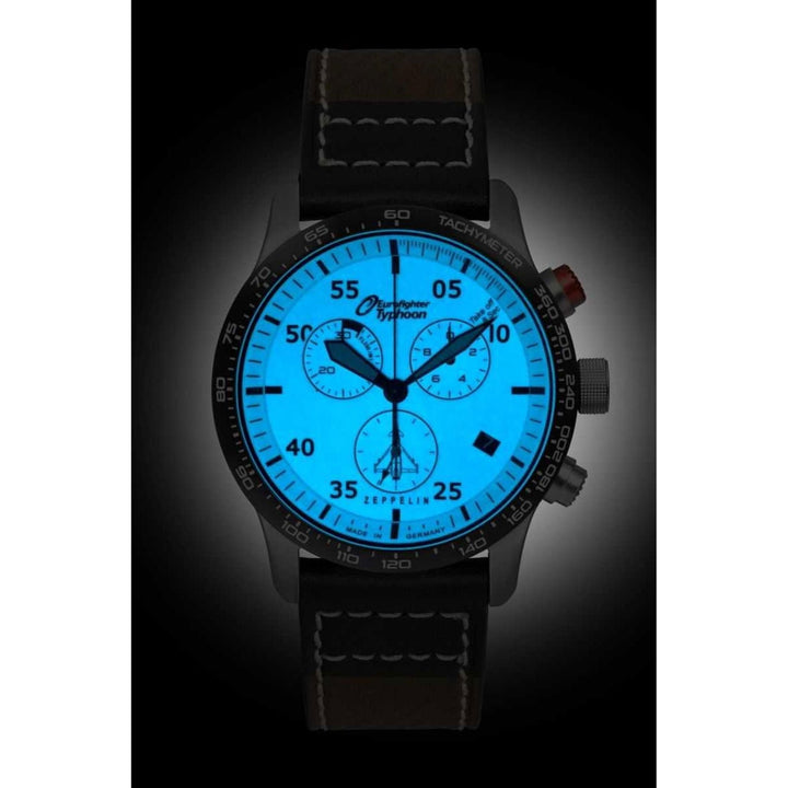 Zeppelin 7298-5 Eurofighter Typhoon Chronograph Leather Strap Wristwatch - H S Johnson