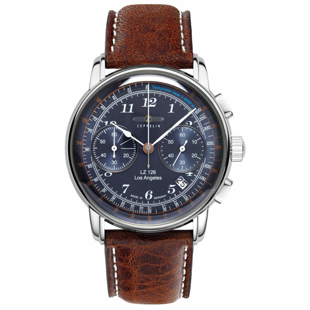 Zeppelin 7614-3 Men's Chronograph With Leather Strap Wristwatch - H S Johnson