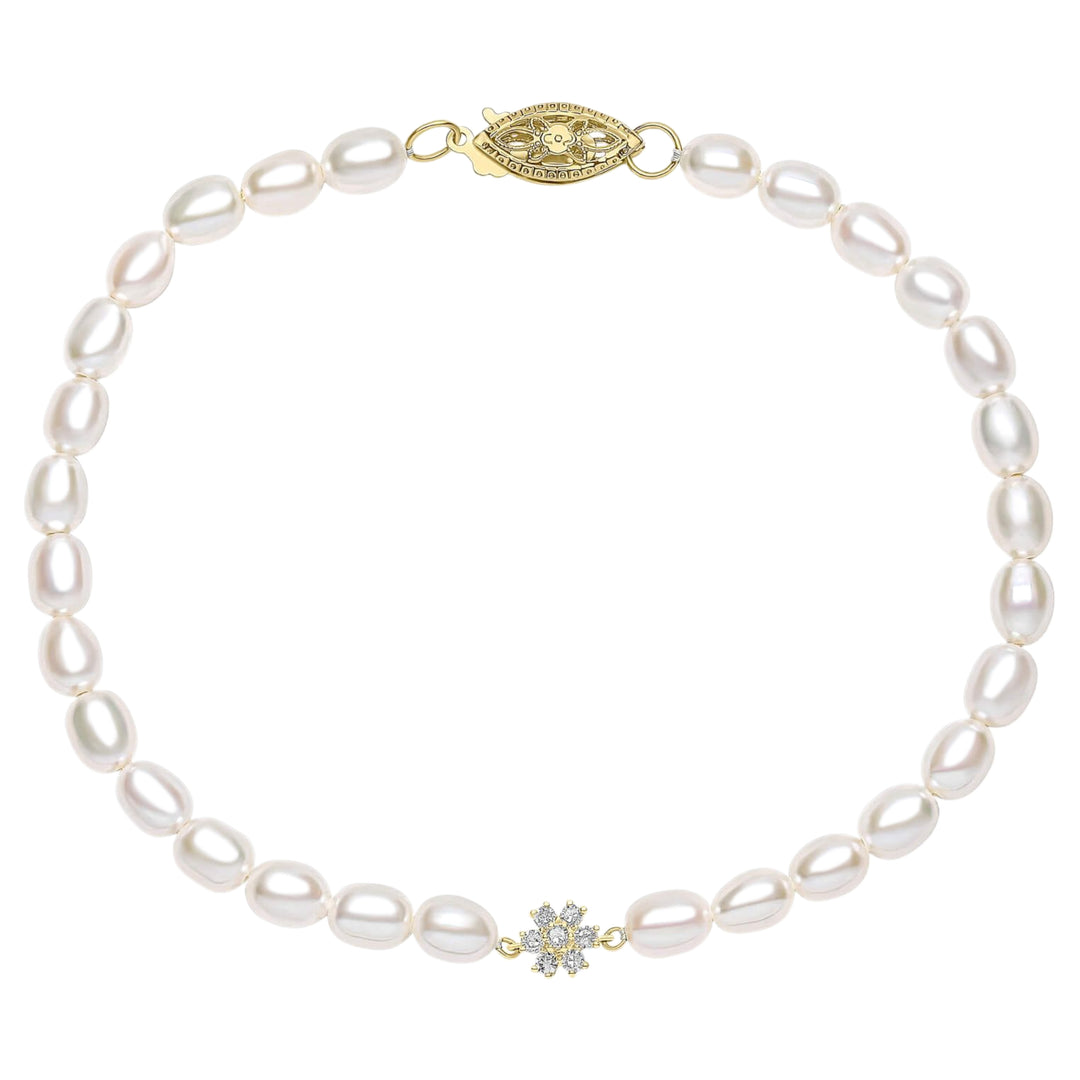 Elements Gold GB531W Seed Pearl And Flower Bracelet in 9ct Gold