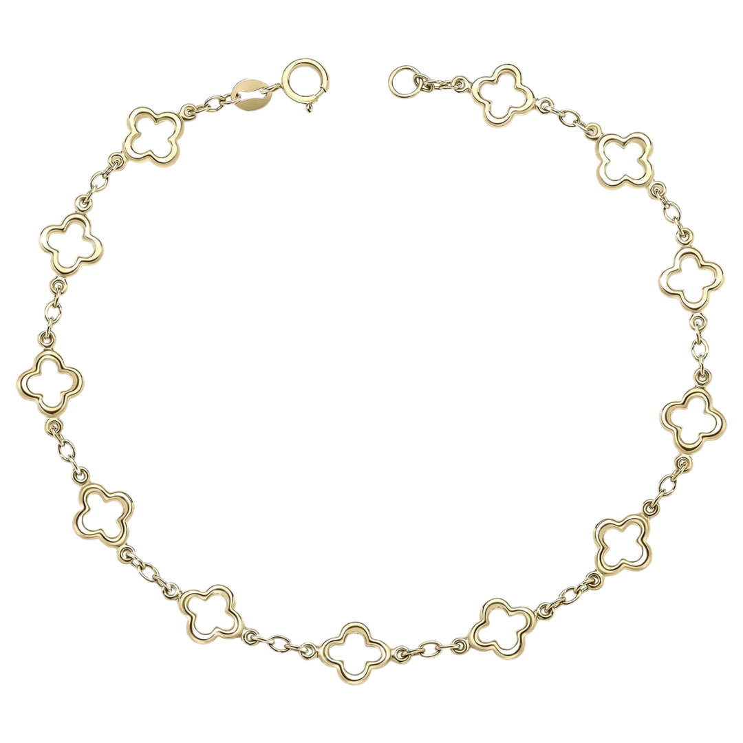 Elements Gold GB532 Quatrefoil Station Bracelet in 9ct Gold