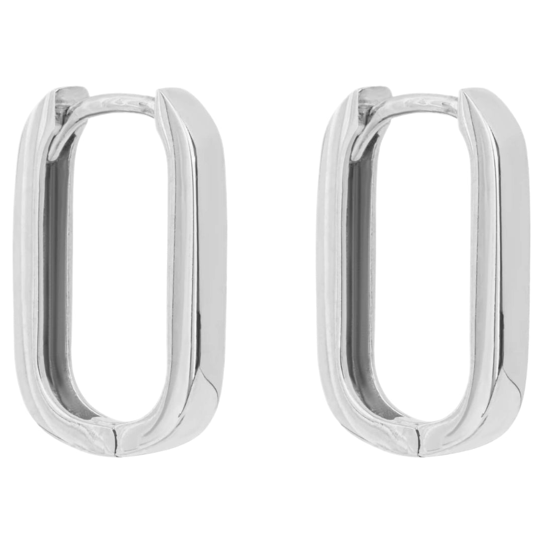 Elements Gold GE1003 U Shape Hoop Earrings in 9ct White Gold