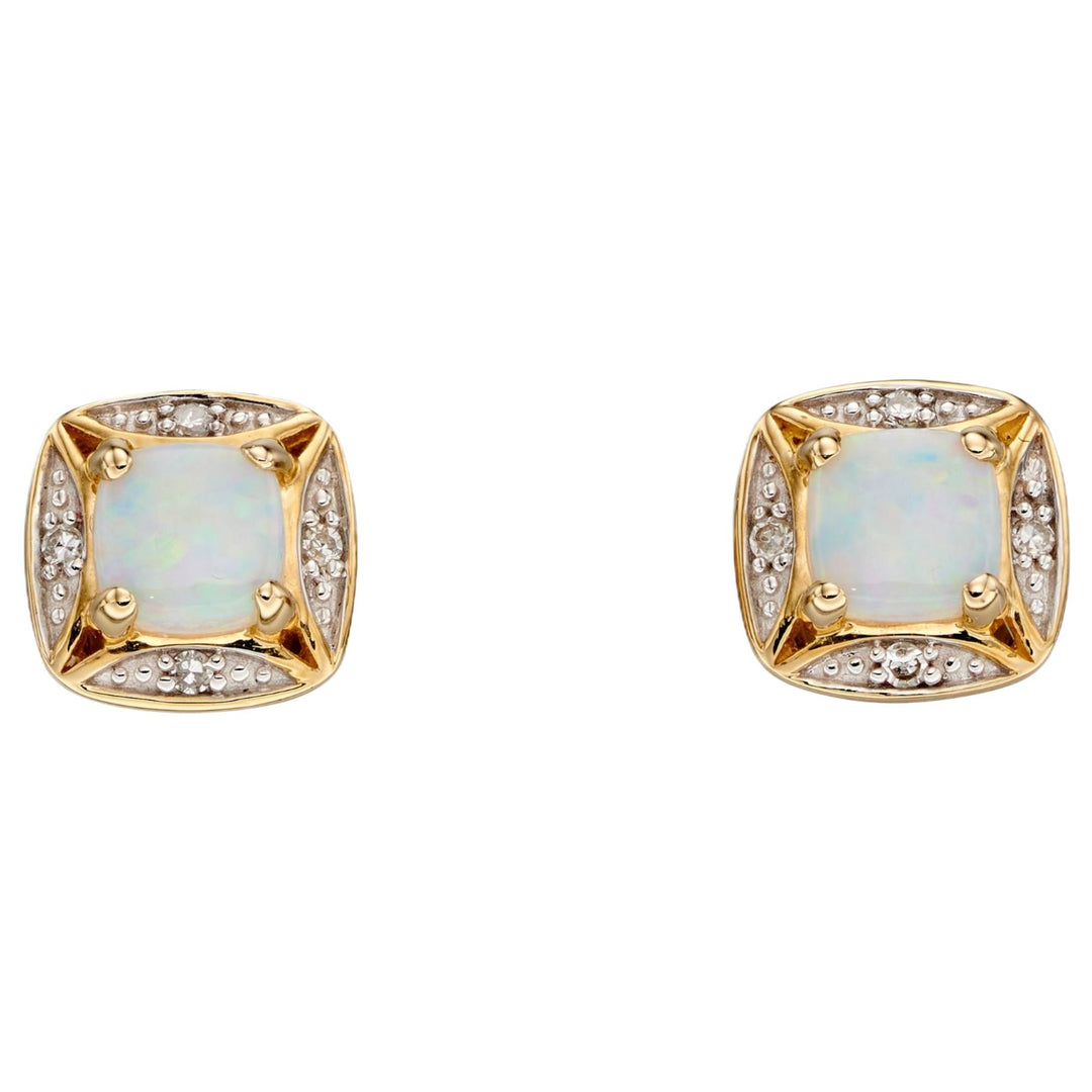Elements Gold GE2317W Semi-Precious Earrings with Diamond Surround in 9ct Gold
