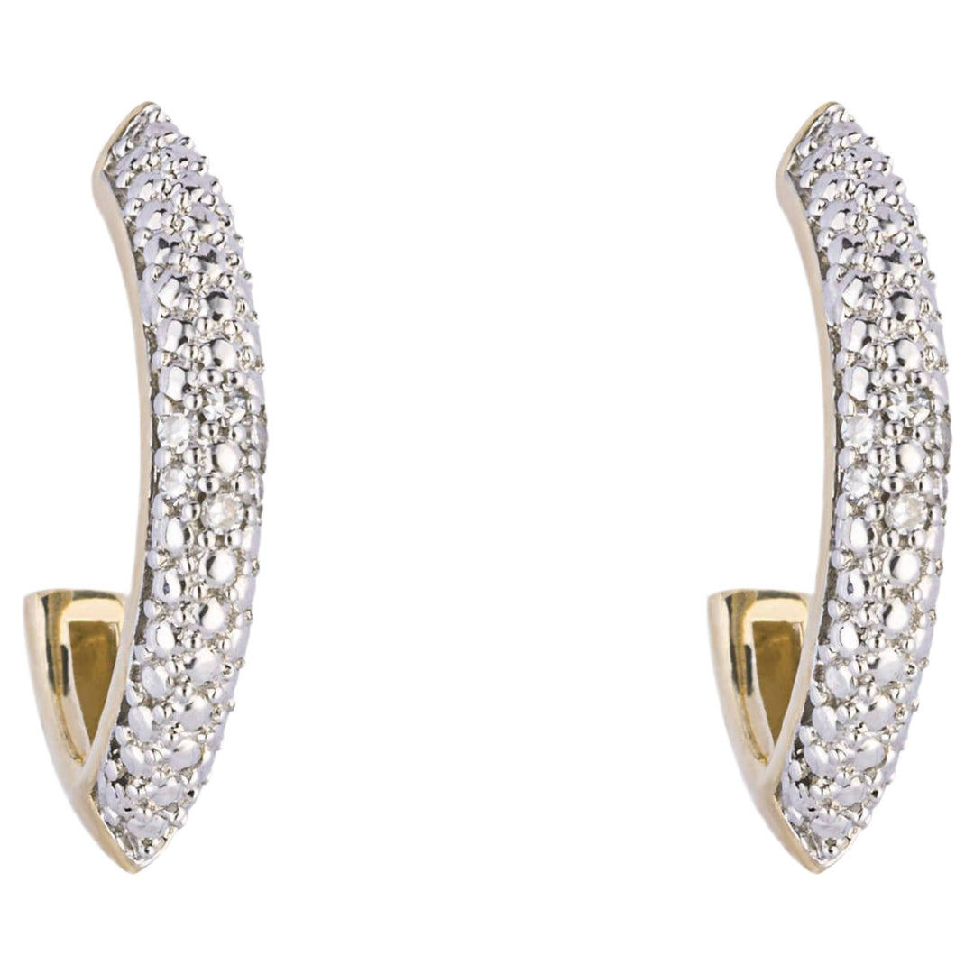 Elements Gold GE2412 Navette 3/4 Hoop Earrings With Diamonds in 9ct Gold