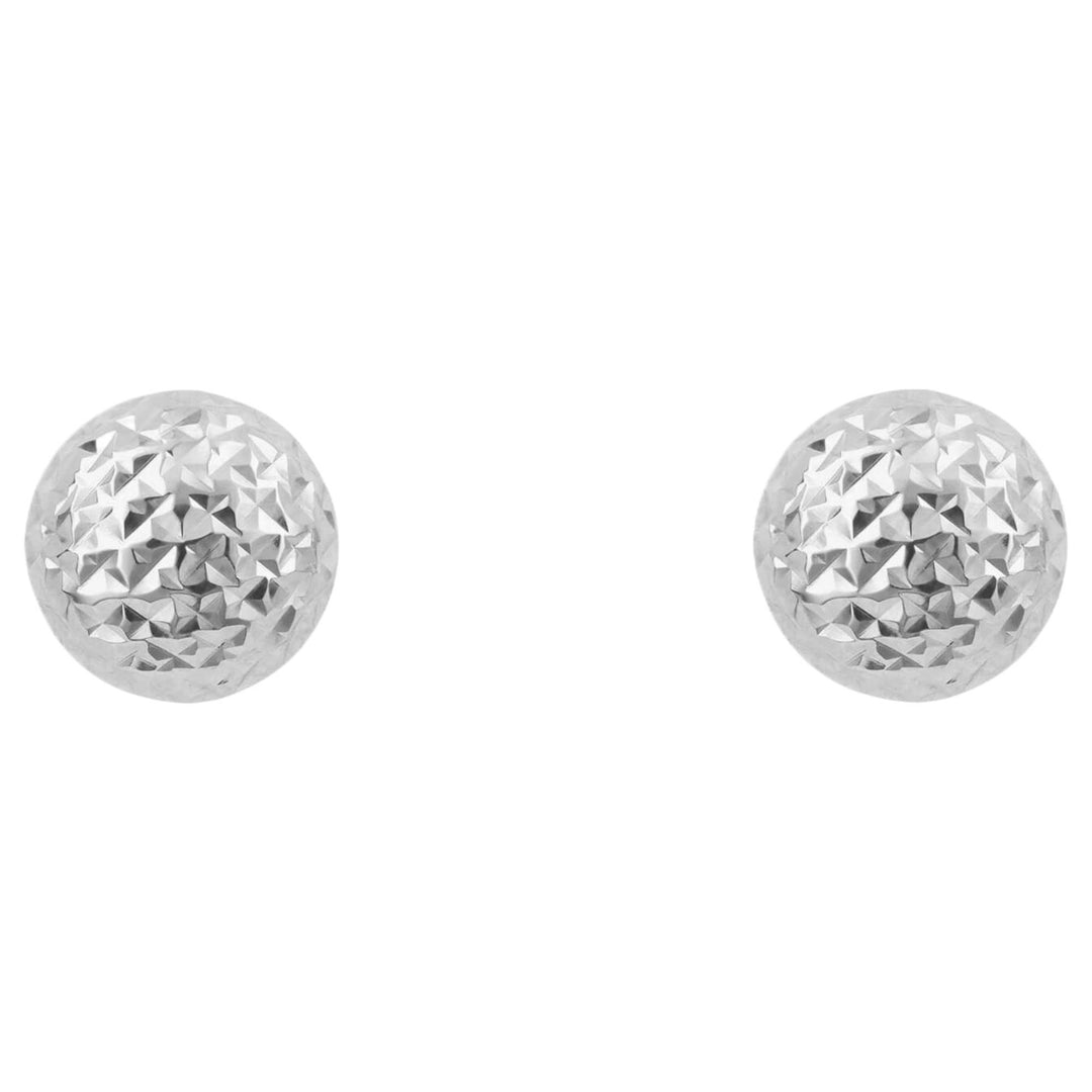 Elements Gold GE2428 Small Textured Ball Stud Earrings in 9ct White Gold