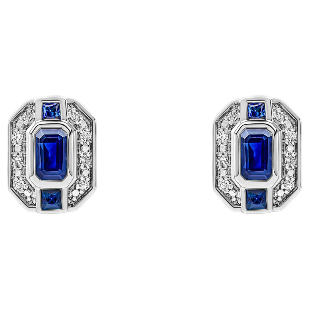 Elements Gold GE2474L Sapphire Channel And Diamond Stud Earrings in 9ct Gold
