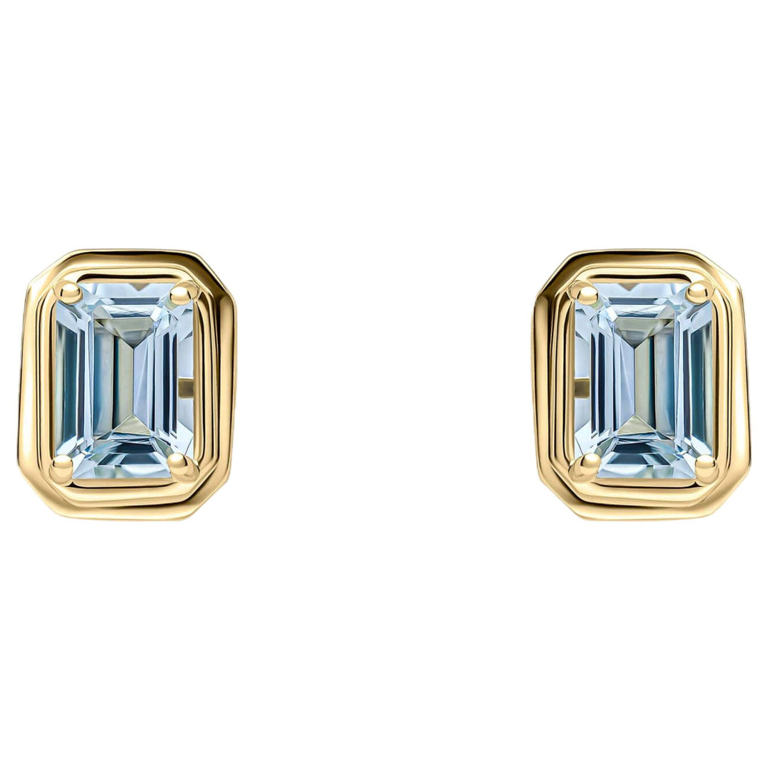 Elements Gold GE2475T Elongated Octagon Aquamarine Stud Earrings in 9ct Gold
