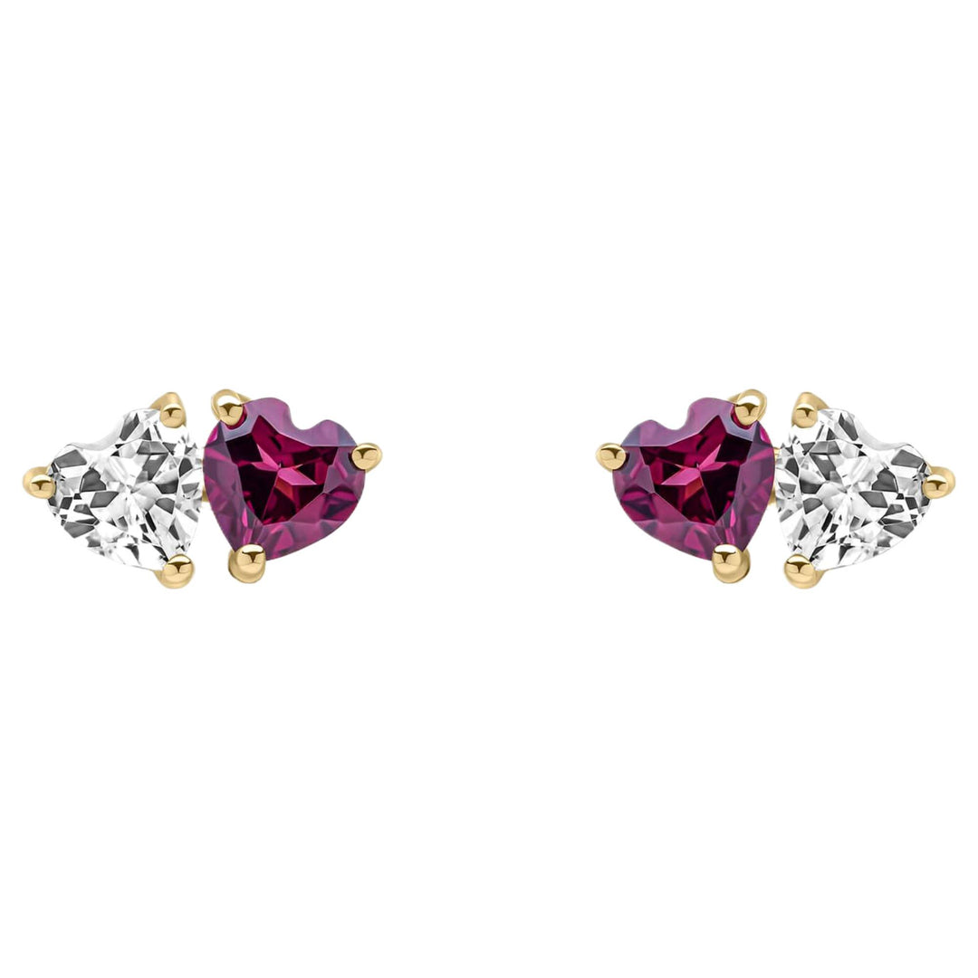Elements Gold GE2494 Toi et Moi Heart Stud Earrings in 9ct Gold