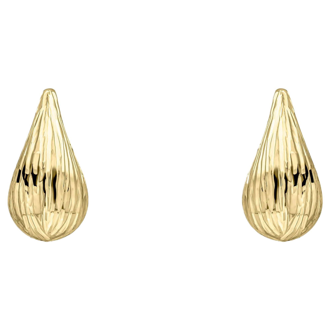 Elements Gold GE2500 Ridged Teardrop Stud Earrings in 9ct Gold