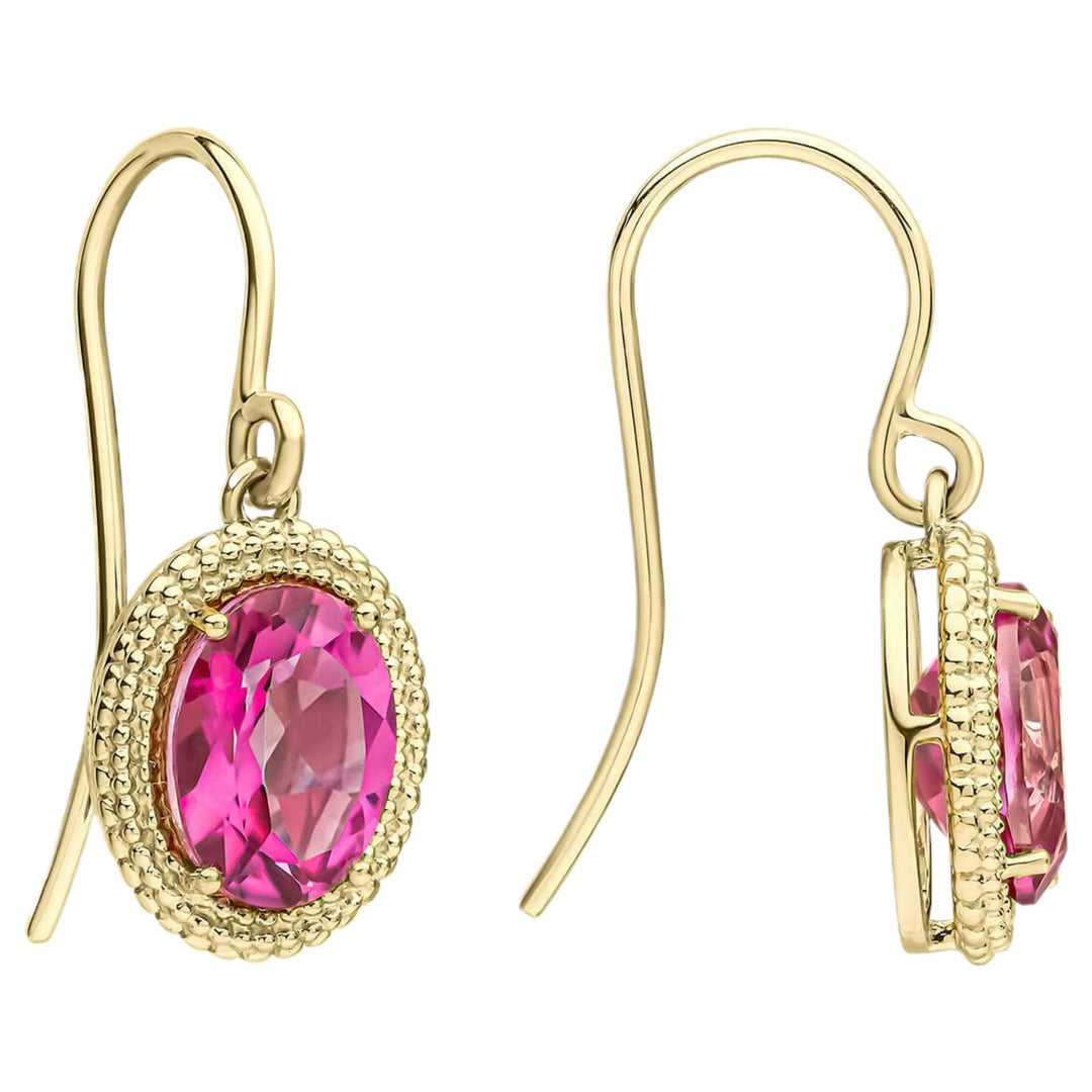 Elements Gold GE2514Q Oval Cut Pink Topaz Drop Earrings in 9ct Gold