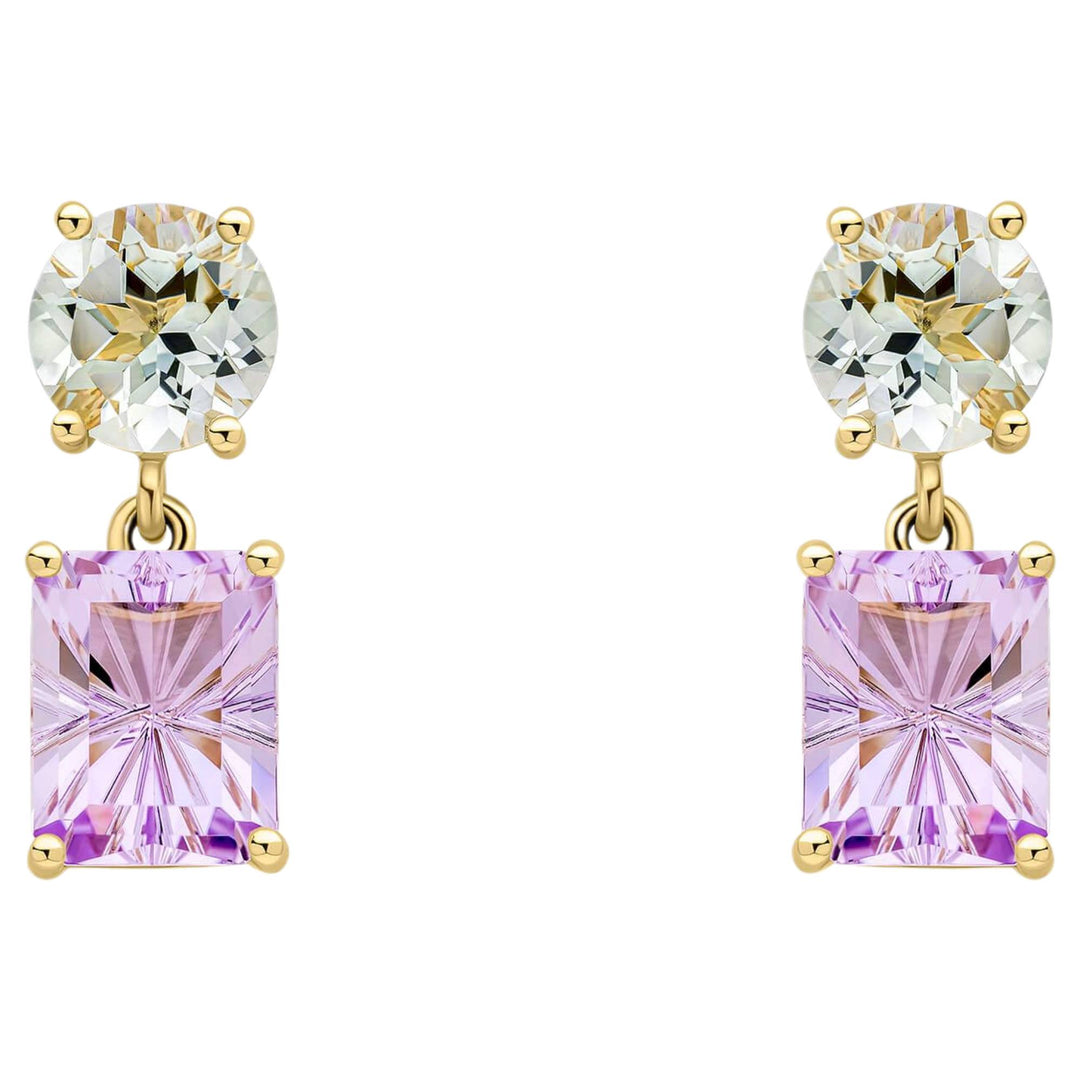 Elements Gold GE2518G Toi et Moi Quartz And Amethyst Drop Earrings in 9ct Gold