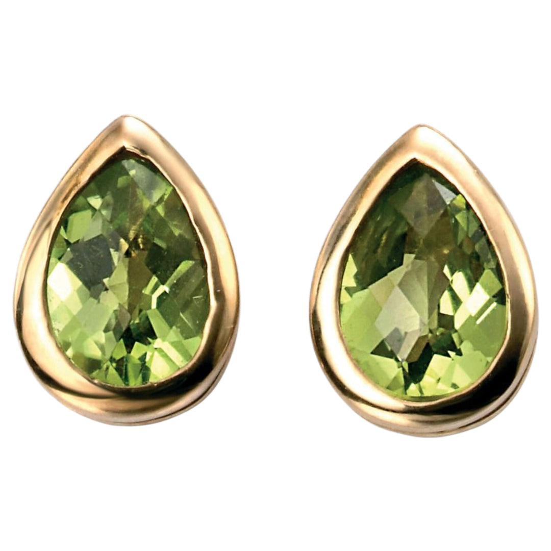 Elements Gold GE489G Peridot Teardrop Stud Earrings in 9ct Gold