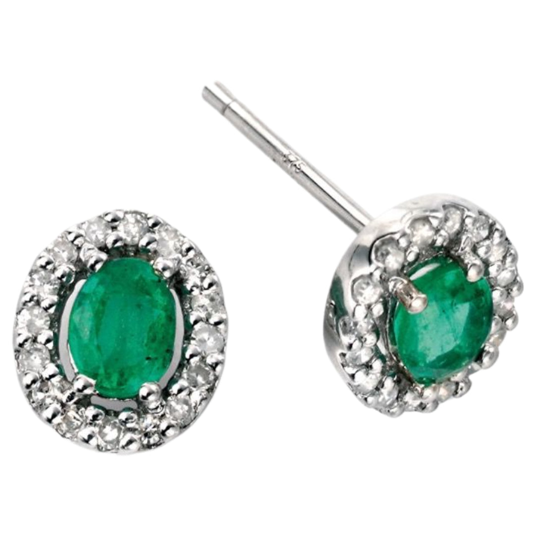 Elements Gold GE943G Precious Stone Earrings Diamond Cluster in 9ct White Gold