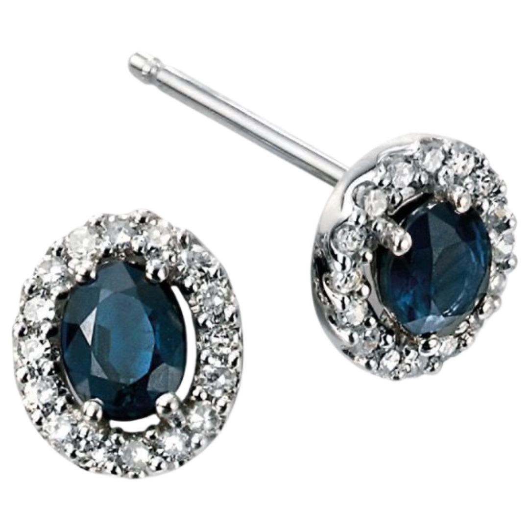 Elements Gold GE943L Precious Stone Earrings Diamond Cluster in 9ct White Gold