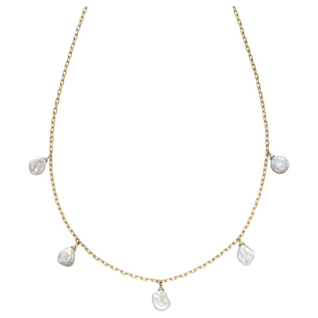Elements Gold GN345 Keshi Pearl Charm Necklace in 9ct Gold