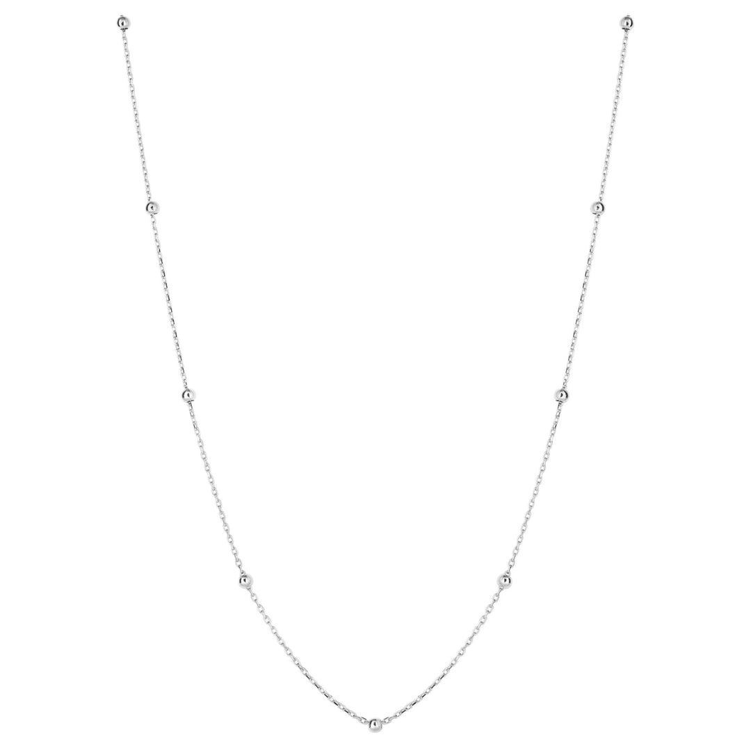 Elements Gold GN380 Fine Ball Station Chain Necklace in 9ct White Gold