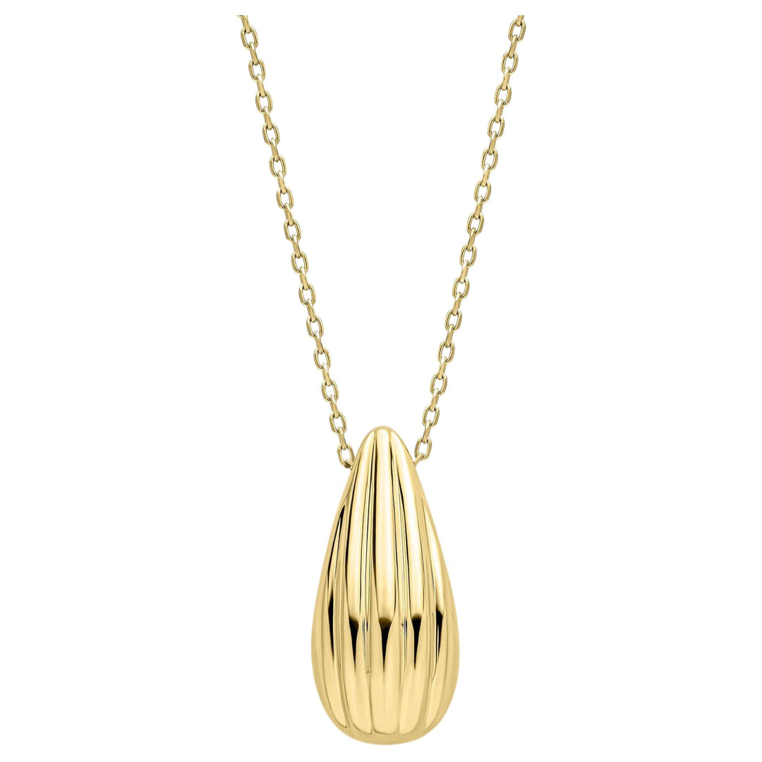 Elements Gold GN420 Ridged Teardrop Necklace in 9ct Gold