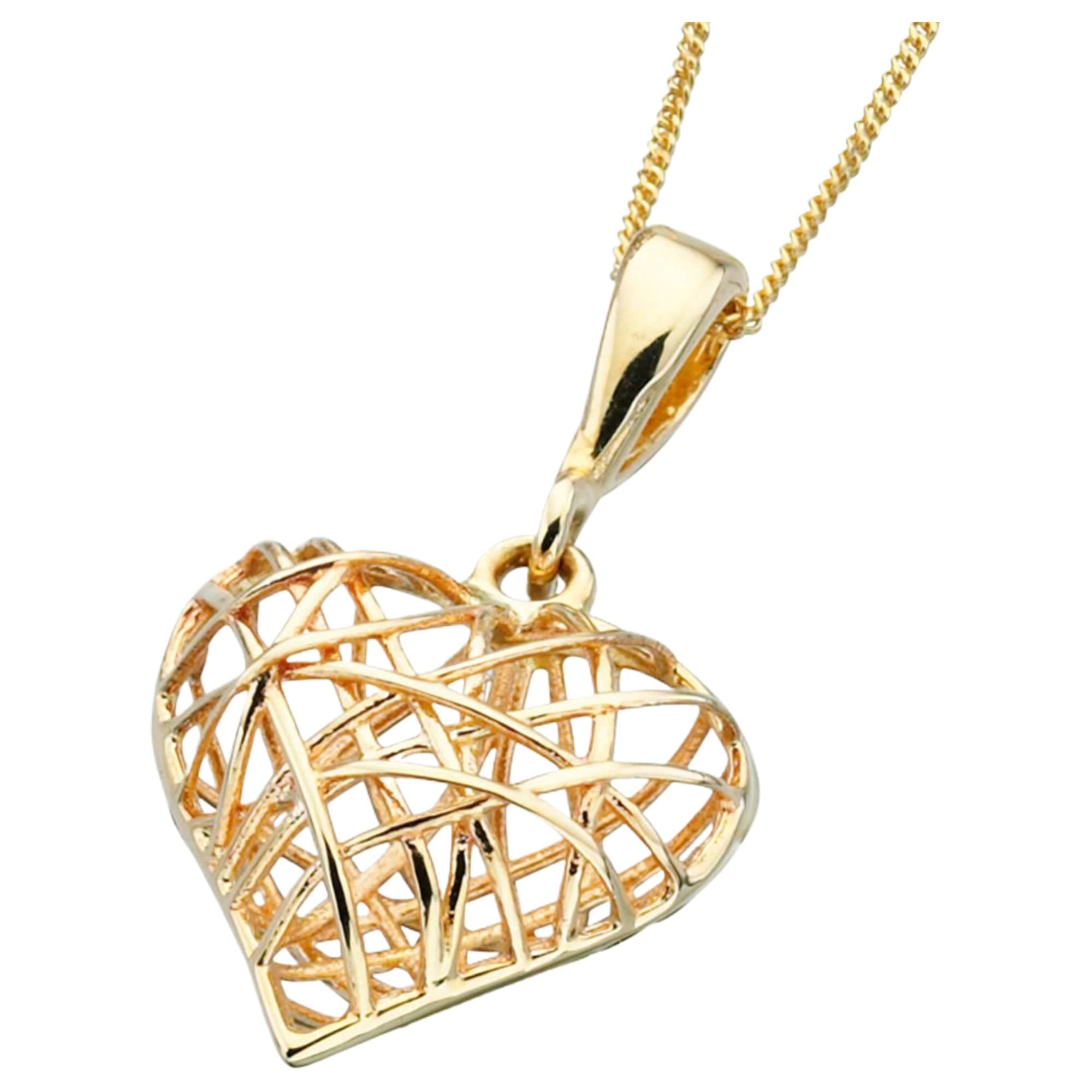 Elements Gold GP824 Caged Heart Pendant in 9ct Gold H