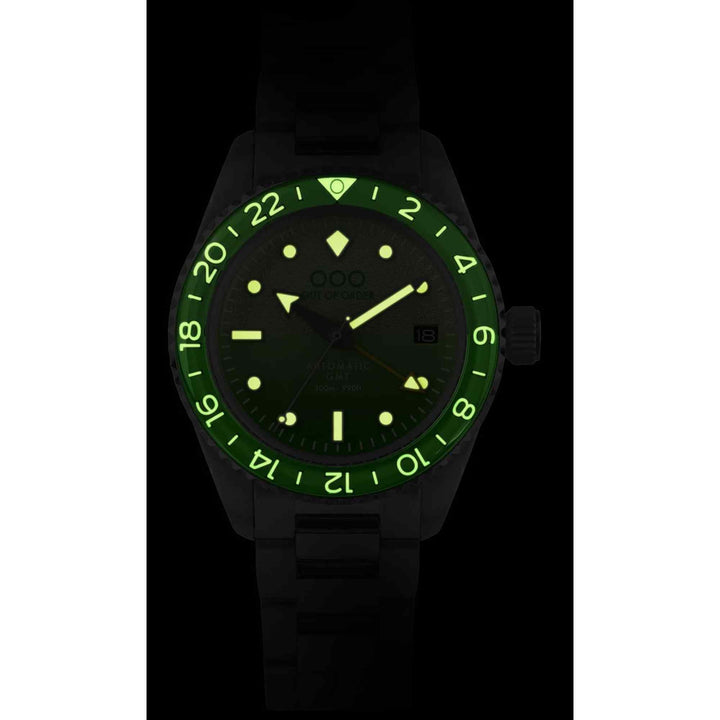 Out Of Order 001-25.MI.BAND.SS Men's Midori Auto GMT Ultra Brushed Wristwatch