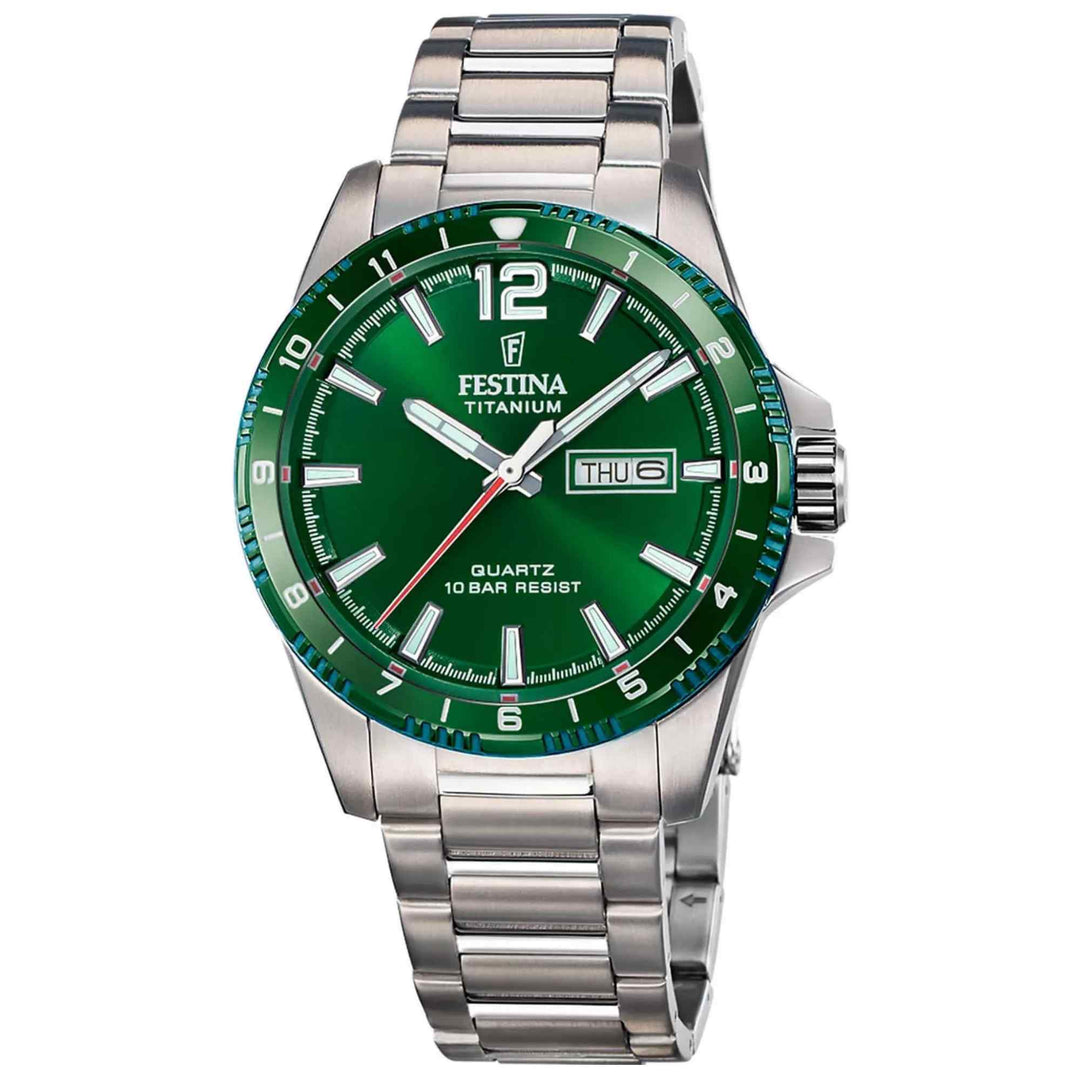 Festina F20698/3 Men's Green Dial Titanium Watch