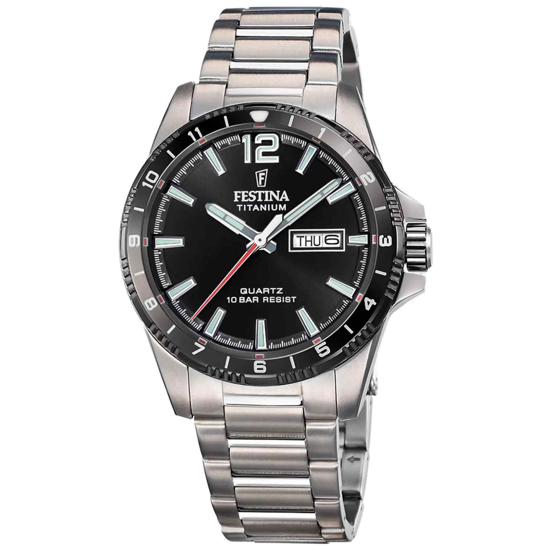 Festina F20698/4 Men's Black Dial Titanium Watch