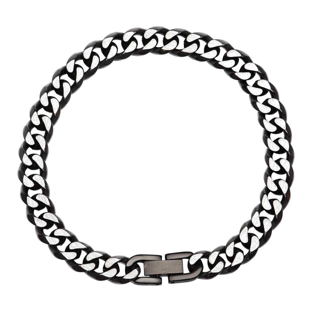 Unique & Co LAB-156/21CM Men's Matte and Polished Black IP Bracelet