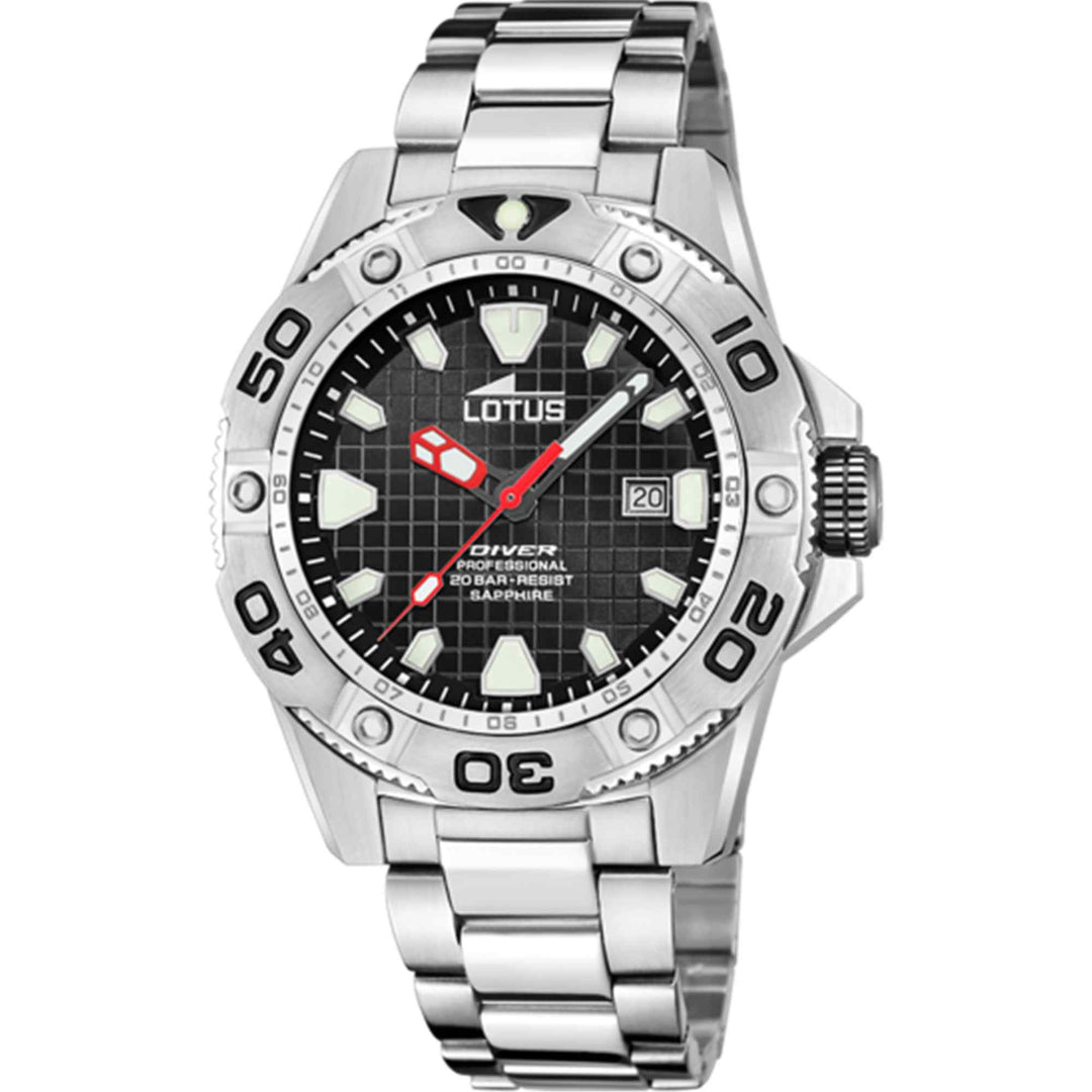 Lotus L18929/D Men's Black Dial Diver Watch