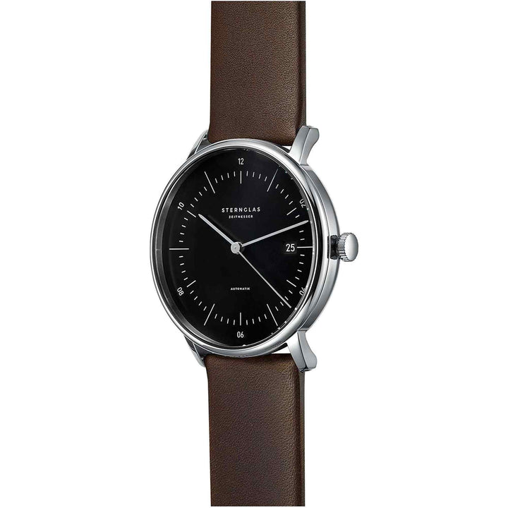 Sternglas S02-NA03-PR04 Men's Naos Automatic Dark Brown Strap Wristwatch