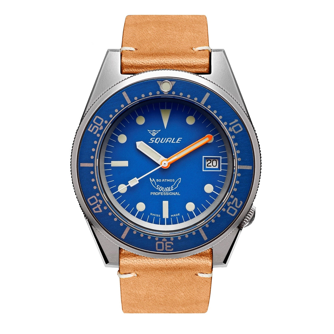 Squale 1521BLUEBL.PC 500 Meter Swiss Automatic Dive Wristwatch Leather - H S Johnson (7505123246306)