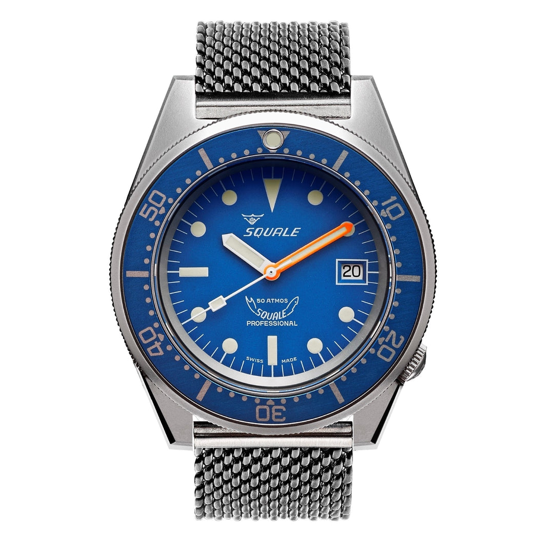 Squale 1521BLUEBL.ME20 500 Meter Swiss Automatic Dive Wristwatch Mesh - H S Johnson (7505123311842)