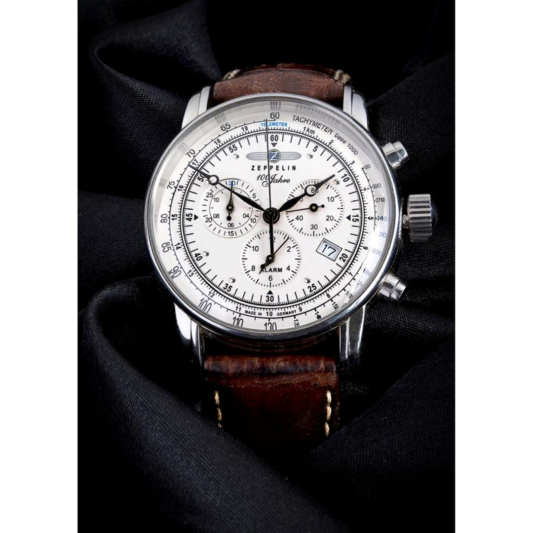 Zeppelin 7680-1 100 Years Silver Tone Dial Chronograph Wristwatch - H S Johnson (7505126686946)
