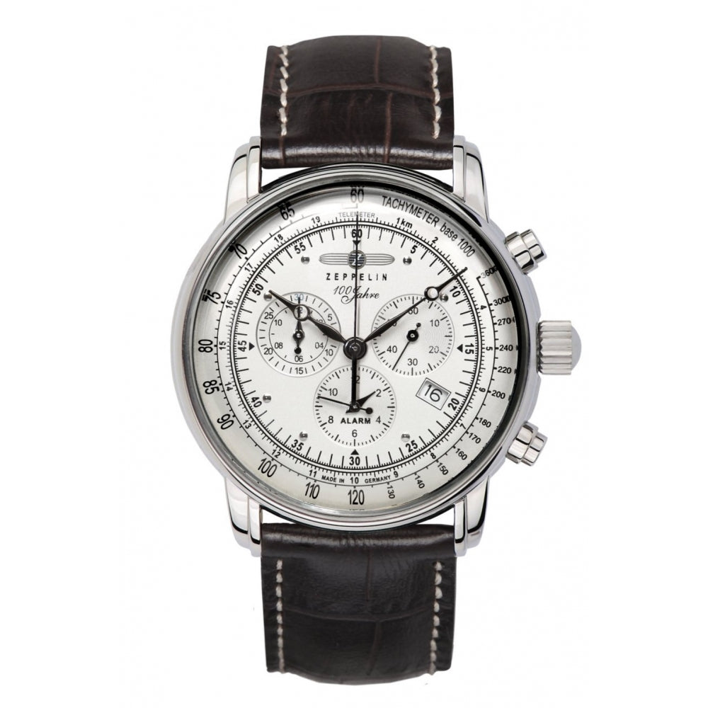 Zeppelin 7680-1 100 Years Silver Tone Dial Chronograph Wristwatch - H S Johnson (7505126686946)