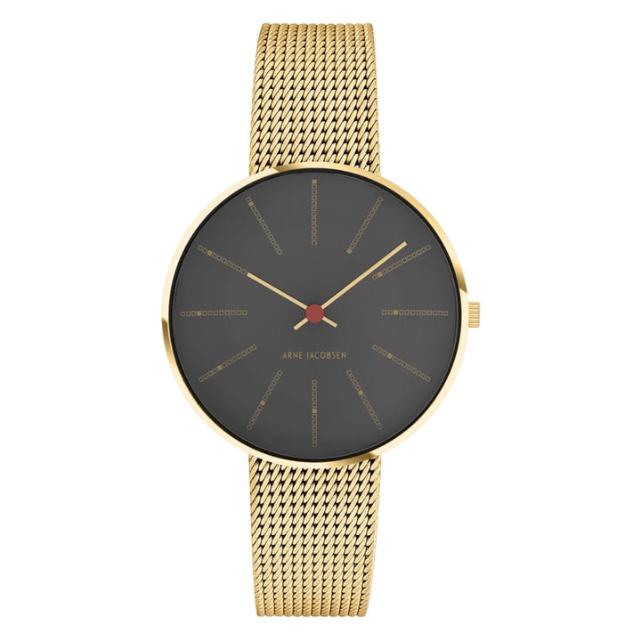 Arne Jacobsen 53109-1609 Bankers Grey Dial Gold Tone Mesh Wristwatch | H S Johnson (7797564506338)