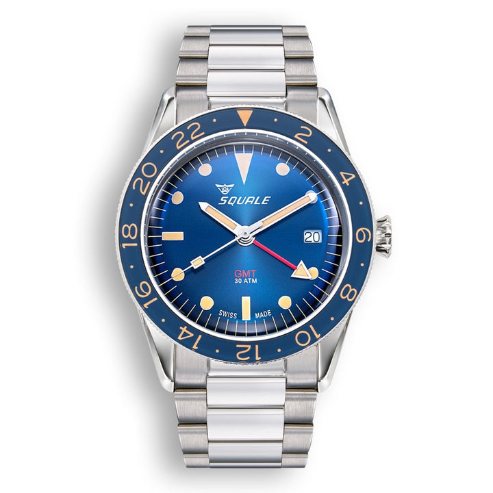 Squale SUB39GMTB.BR22 GMT Blue Dial Automatic Steel Bracelet Wristwatch - H S Johnson (7916505170146)