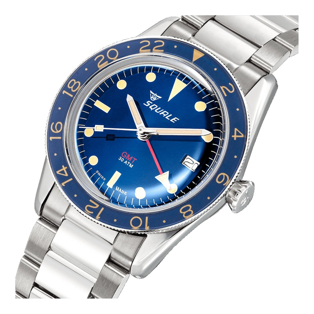 Squale SUB39GMTB.BR22 GMT Blue Dial Automatic Steel Bracelet Wristwatch - H S Johnson (7916505170146)