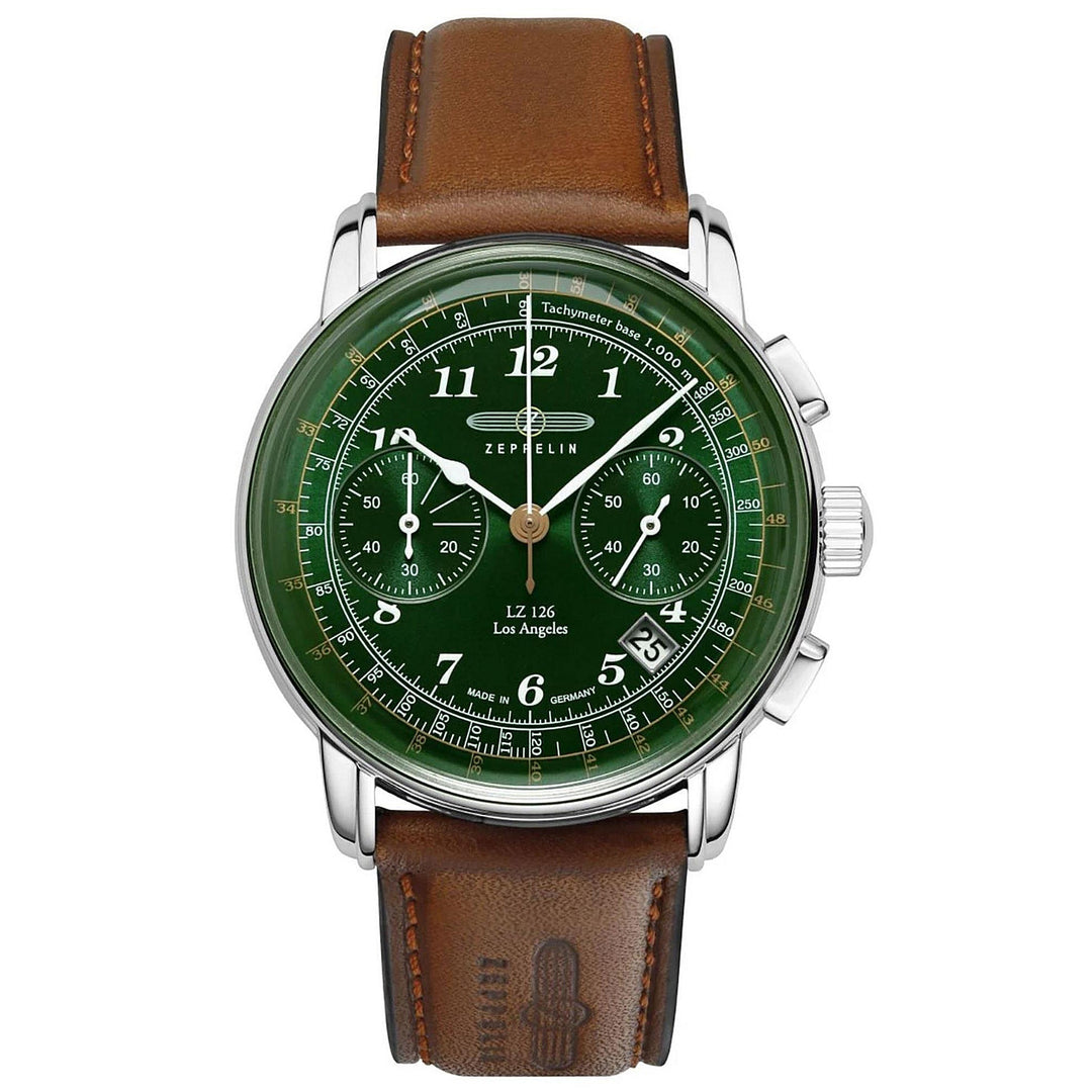 Zeppelin 7614-4 Los Angeles Chronograph Brown Leather Strap Wristwatch - H S Johnson (7966100717794)