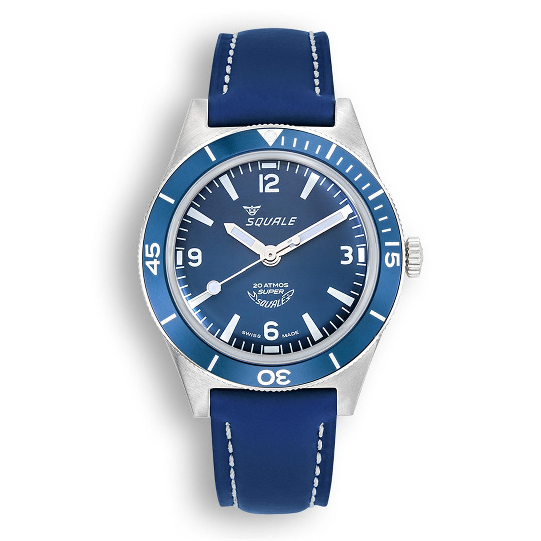 Squale SUPERMBLBL.RLBL Blue Leather Wristwatch - H S Johnson (7970353938658)