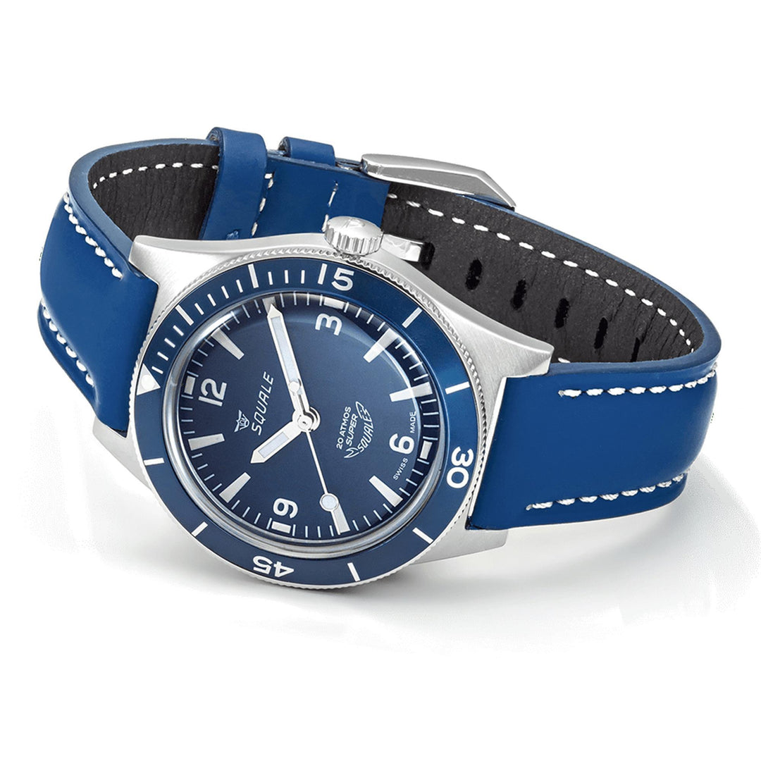 Squale SUPERMBLBL.RLBL Blue Leather Wristwatch - H S Johnson (7970353938658)