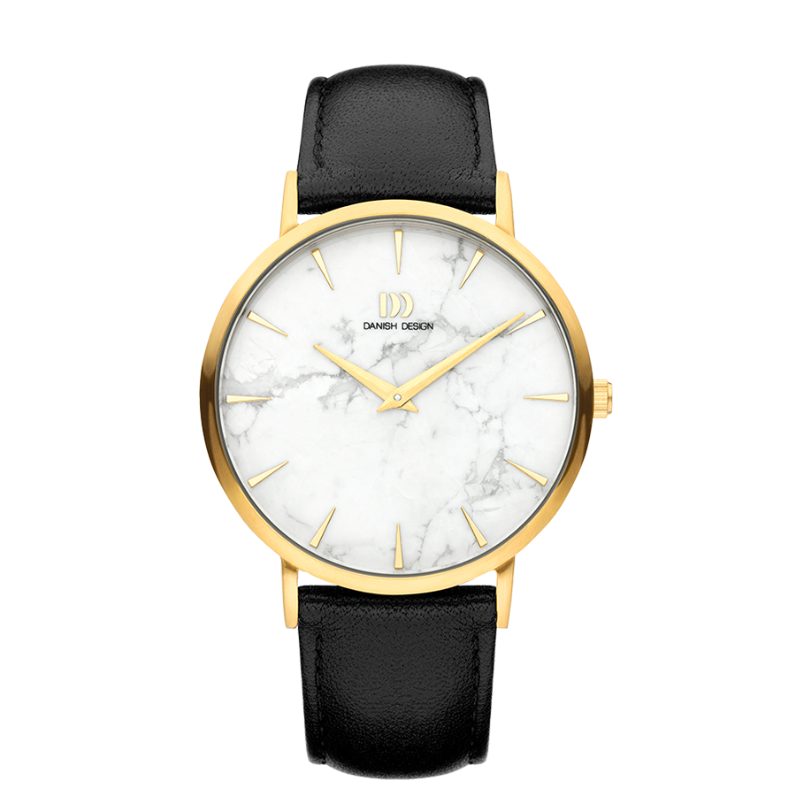 Danish Design IQ51Q1217 Shanghai Gold White Marble Black Large Watch
