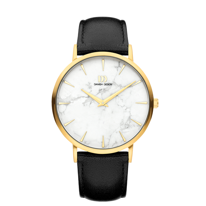 Danish Design IQ51Q1217 Shanghai Gold White Marble Black Large Watch