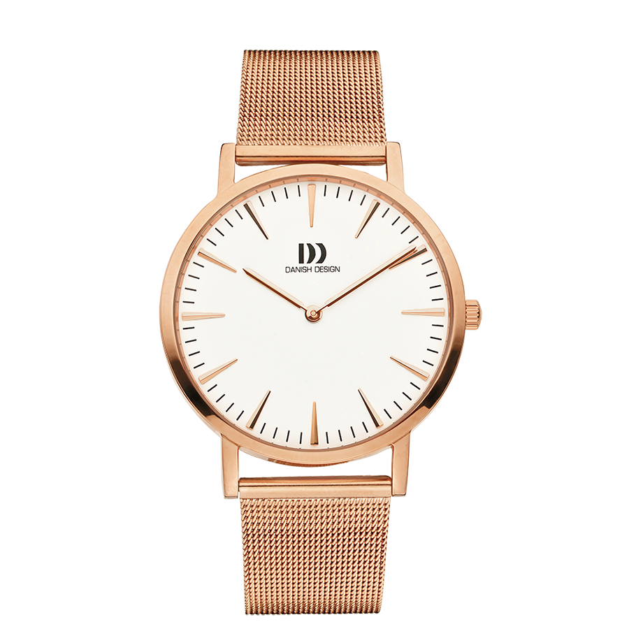 Danish Design IQ67Q1235 London White Rosegold Large Mesh Watch