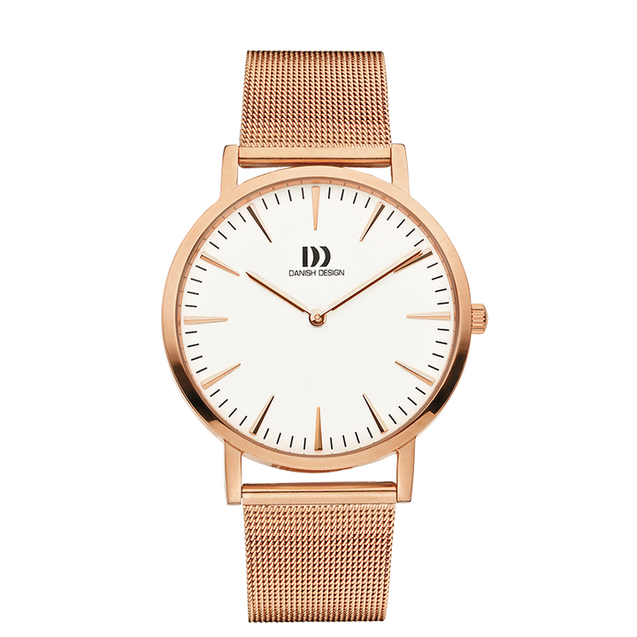 Danish Design IQ67Q1235 London White Rosegold Large Mesh Watch