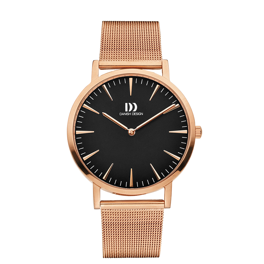 Danish Design IQ68Q1235 London Black Rosegold Large Mesh Watch