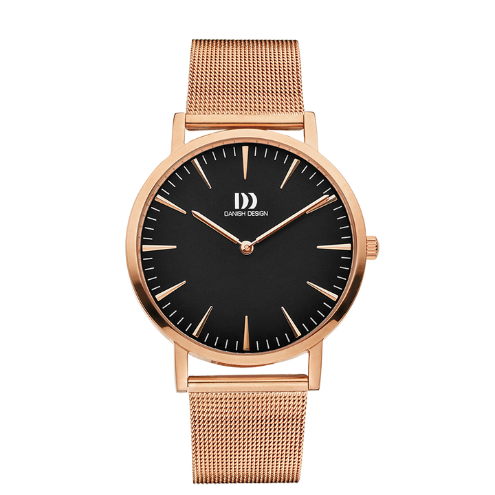 Danish Design IQ68Q1235 London Black Rosegold Large Mesh Watch