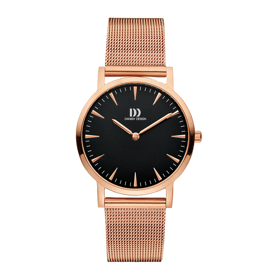 Danish Design IV68Q1235 London Black Rosegold Medium Mesh Watch